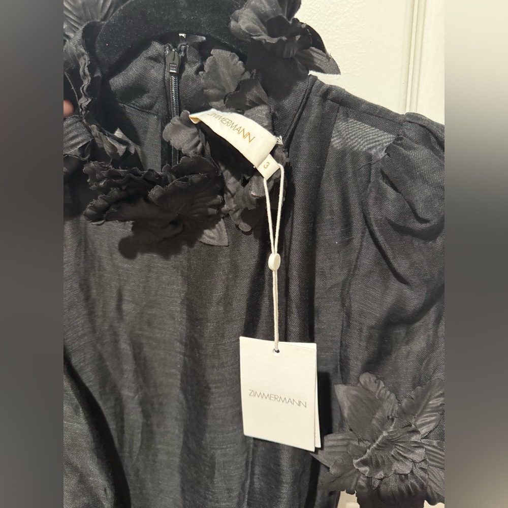 Zimmermann Charcoal Floral Embellished Dress